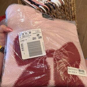 Still in Package Eloquii Pink Sweater with Rose-Red Bow Motif